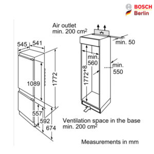 یخچال فریزر توکار بوش مدل BOSCH KIV38X22GB